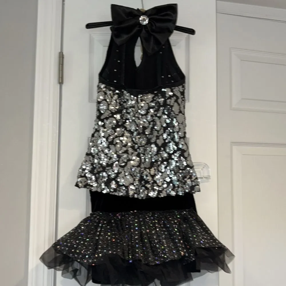 A Wish Come True Girls Silver Sequins Three Piece Dance Costume Size LC